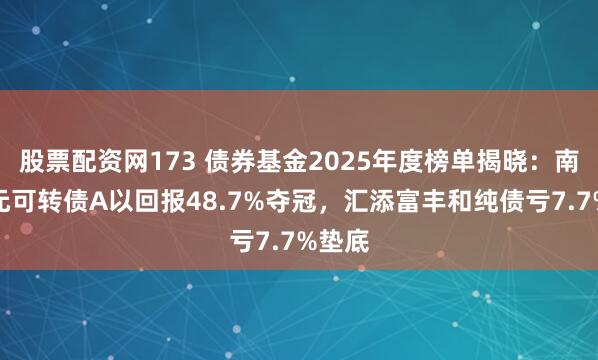 股票配资网173 债券基金2025年度榜单揭晓：南方昌元可转债A以回报48.7%夺冠，汇添富丰和纯债亏7.7%垫底